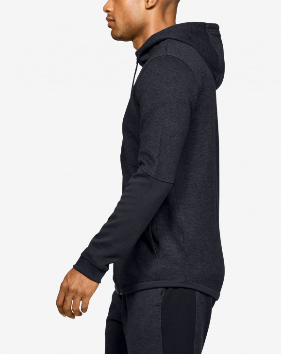 detail DOUBLE KNIT FZ HOODIE-BLK
