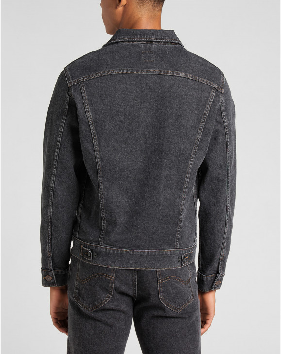 detail Pánská džínová bunda Lee RIDER JACKET BLACK RINSE šedá