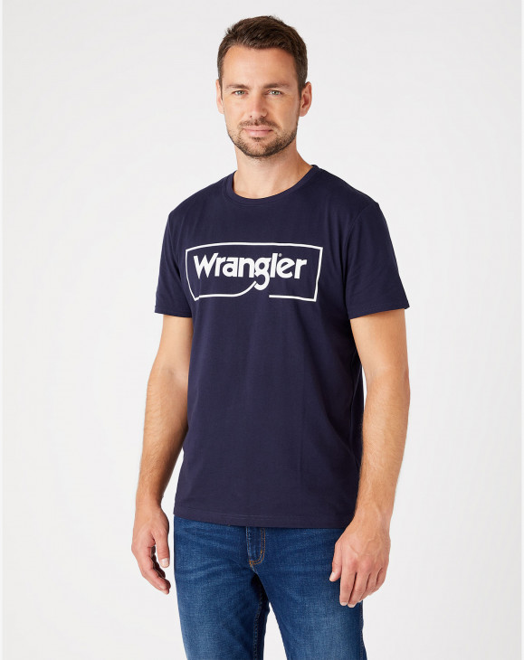 detail Pánské tričko s krátkým rukávem Wrangler FRAME LOGO TEE NAVY