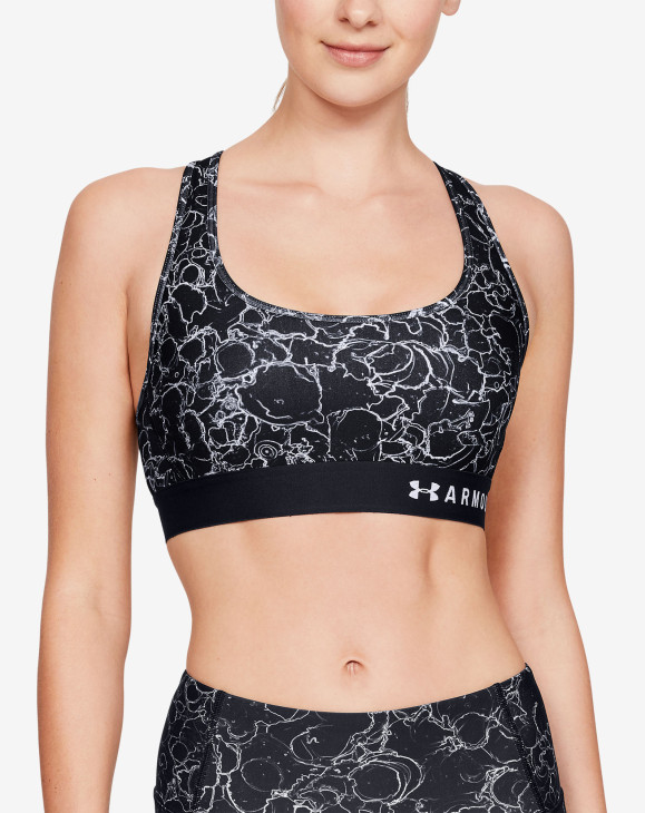 detail Armour Mid Crossback Printed Bra -BLK