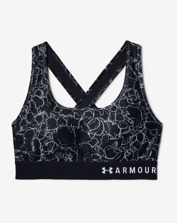 detail Armour Mid Crossback Printed Bra -BLK