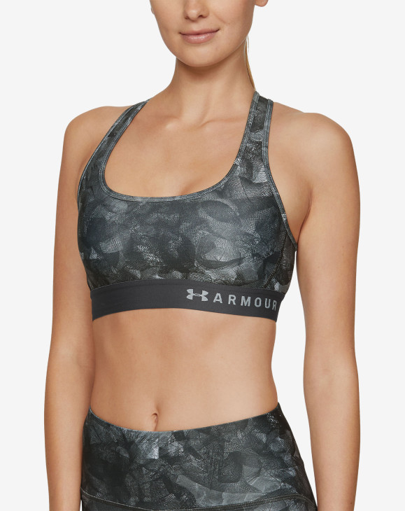 detail Armour Mid Crossback Printed Bra -GRY
