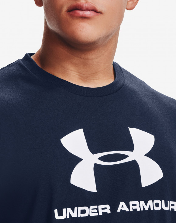 detail Pánské tričko s krátkým rukávem Under Armour UA SPORTSTYLE LOGO SS-NVY