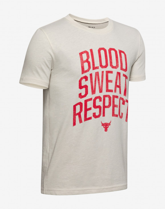 detail Project Rock Blood Sweat Respect SS-WHT