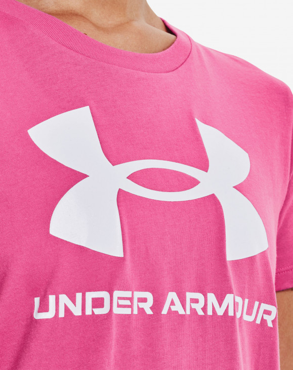 detail Dámské tričko s krátkým rukávem Under Armour UA SPORTSTYLE LOGO SS-PNK