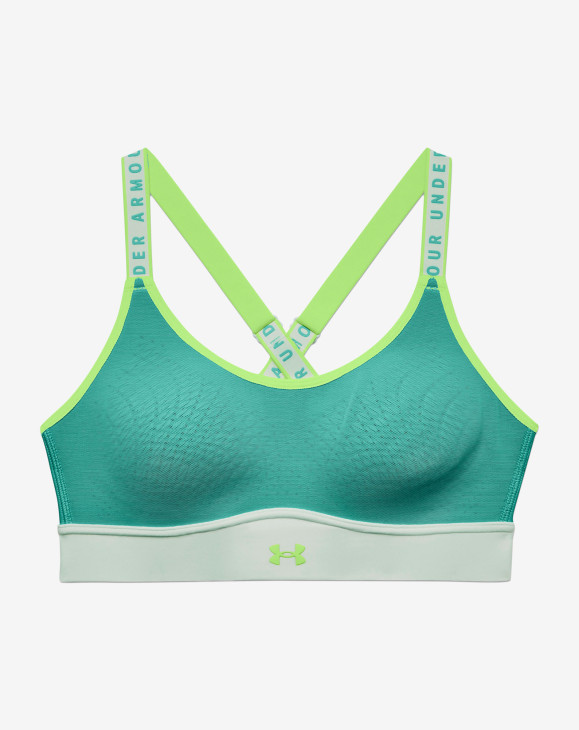 detail Dámská sportovní podprsenka Under Armour UA Infinity Mid Bra Blocked-GRN