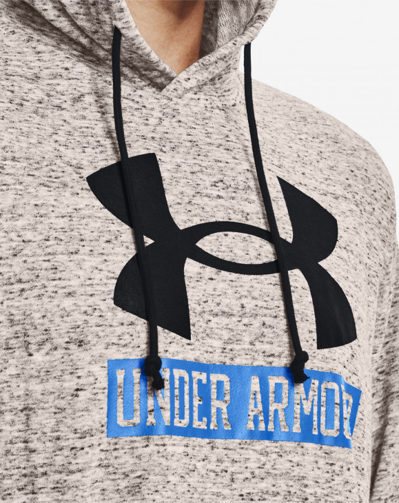 detail Pánská mikina Under Armour UA Rival Terry Logo Hoodie-WHT