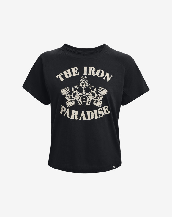 detail Dámské tričko s krátkým rukávem Under Armour UA PJT ROCK VINTAGE IRON SS-BLK