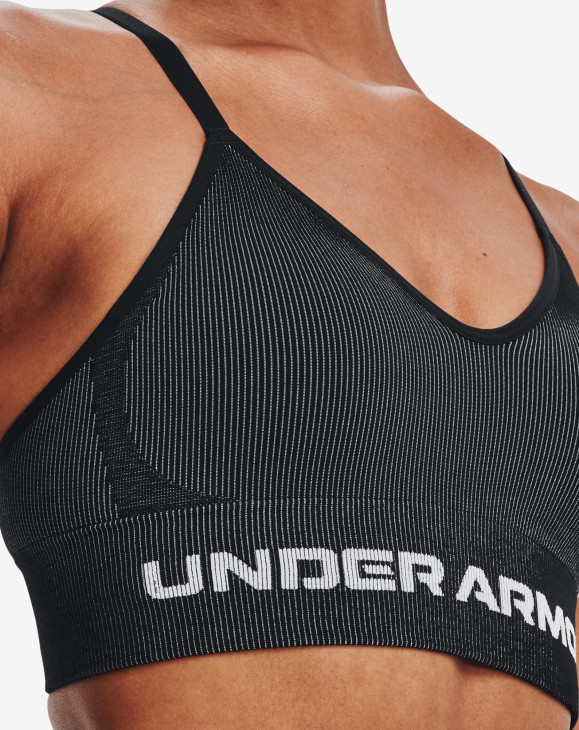 detail Dámská sportovní podprsenka Under Armour UA Seamless Low Long Rib-BLK