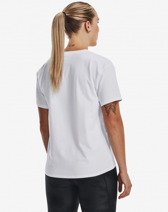 detail Dámské tričko s krátkým rukávem Under Armour UA Esential Cttn Stretch Tee-WHT