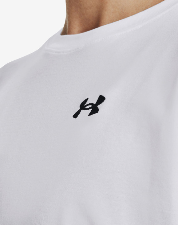 detail Dámské tričko s krátkým rukávem Under Armour UA Esential Cttn Stretch Tee-WHT