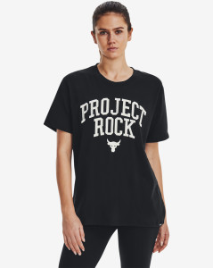 Dámské tričko s krátkým rukávem Under Armour Pjt Rock Hwt Campus T-BLK