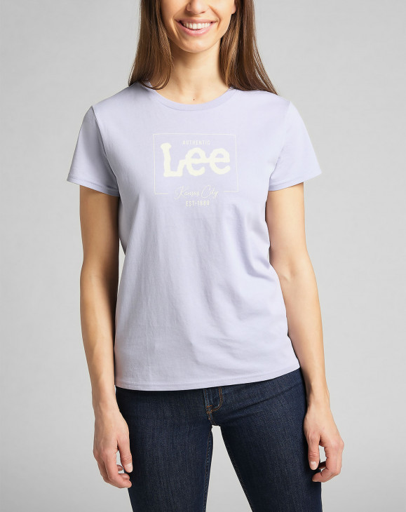 detail Dámské tričko s krátkým rukávem Lee BOX LOGO TEE LAVENDER DUSK