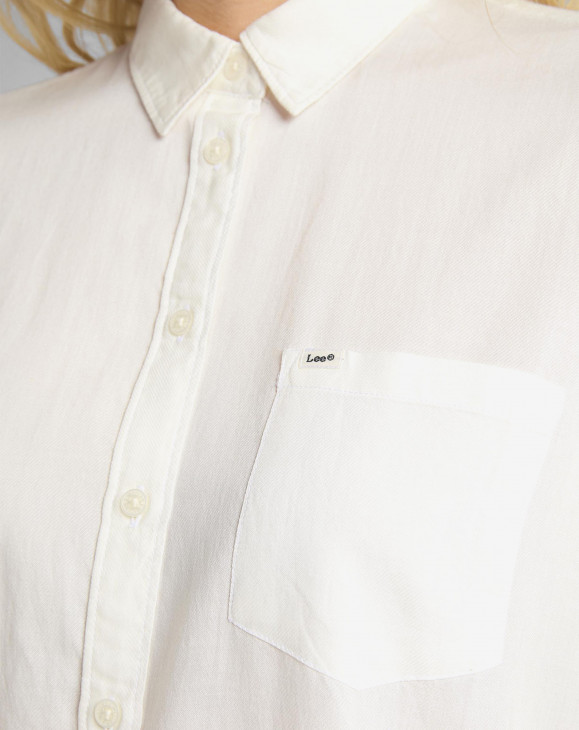 detail Dámská košile Lee ONE POCKET SHIRT WHITE CANVAS bílá
