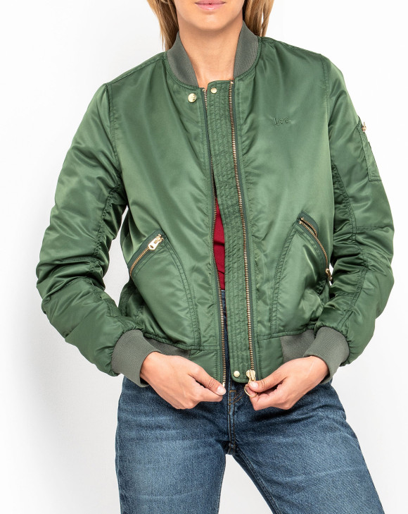 detail SATEEN BOMBER NEW ARMY GREEN