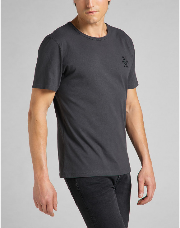 detail Pánské tričko s krátkým rukávem Lee SS TONAL LOGO TEE WASHED BLACK šedé