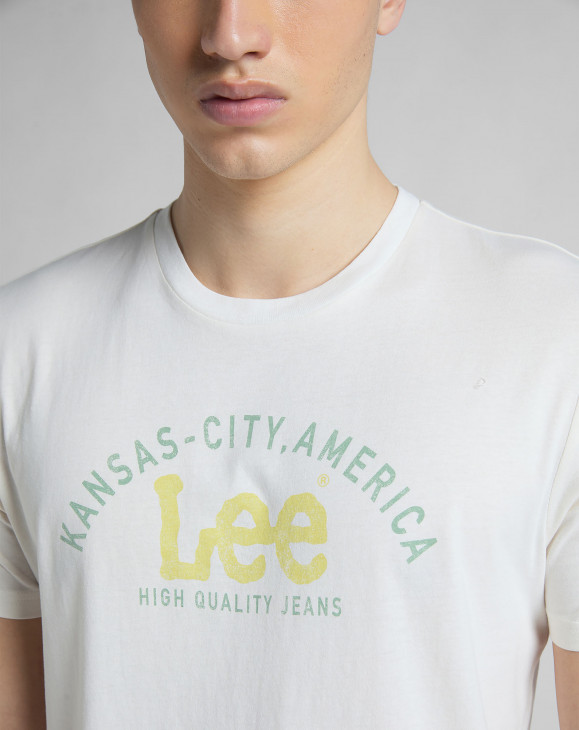 detail Pánské tričko s krátkým rukávem Lee KANSAS CITY TEE OFF WHITE