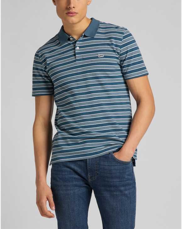 detail STRIPY POLO TEAL