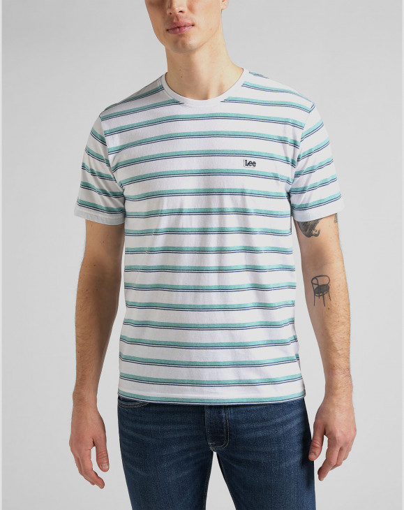 detail Pánské tričko s krátkým rukávem Lee STRIPE TEE MINT BLUE