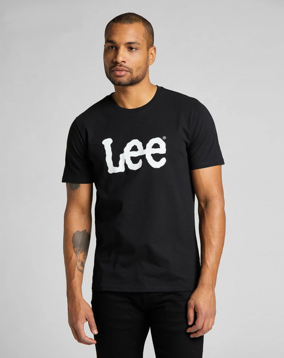 detail Pánské tričko s krátkým rukávem Lee WOBBLY LOGO TEE BLACK