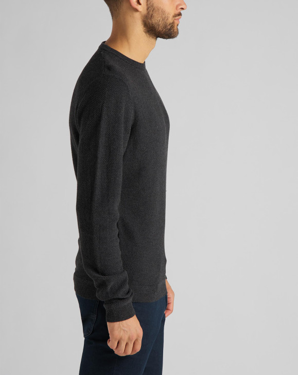 detail BASIC TEXTURED CREW DARK GREY MELE