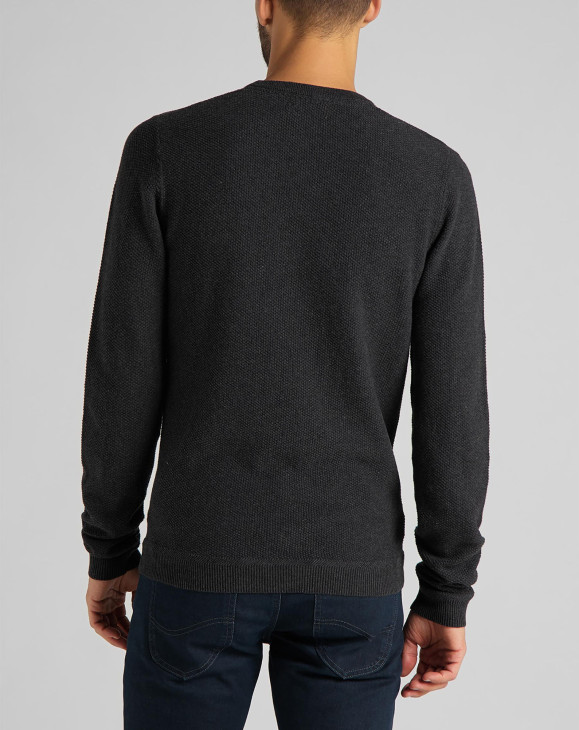 detail BASIC TEXTURED CREW DARK GREY MELE