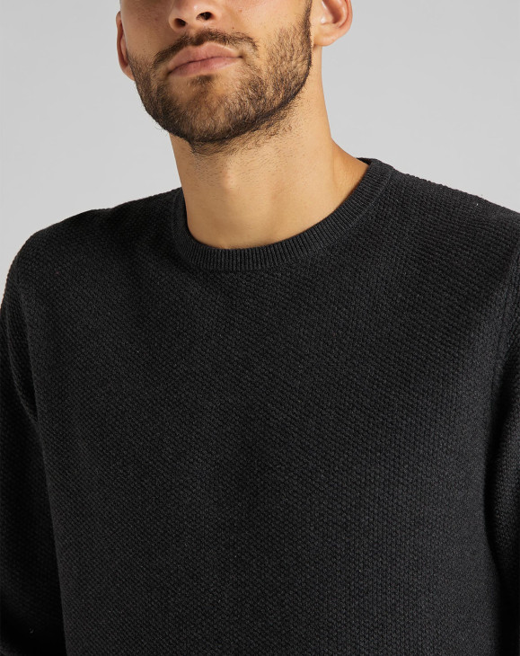 detail BASIC TEXTURED CREW DARK GREY MELE