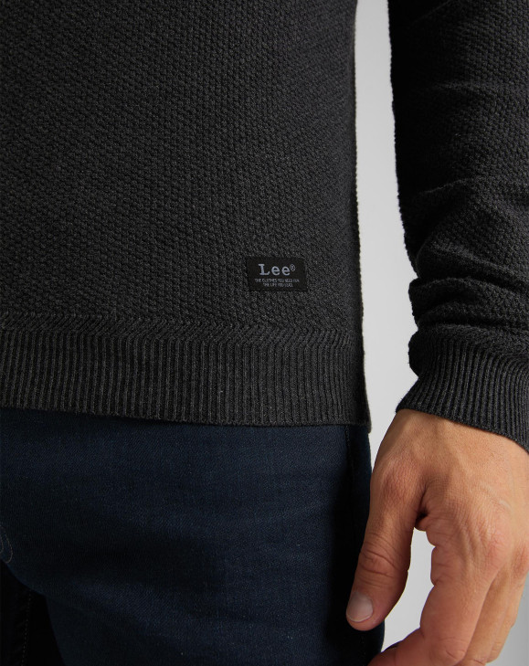 detail BASIC TEXTURED CREW DARK GREY MELE