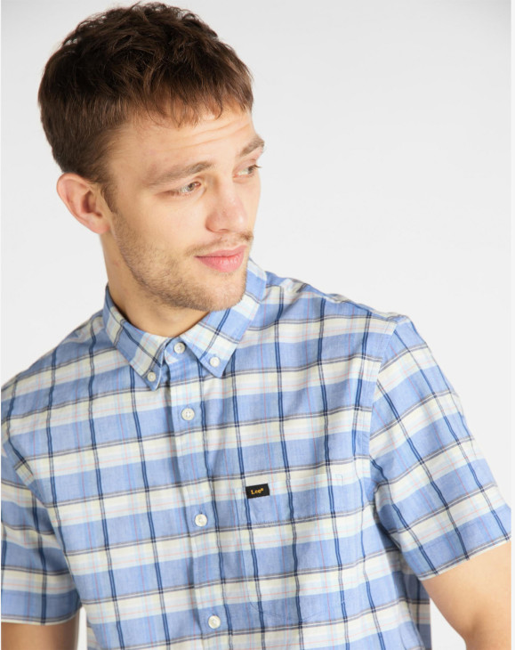 detail LEE BUTTON DOWN SS SUMMER BLUE