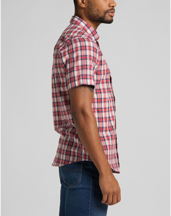 detail LEE BUTTON DOWN SS AURORA RED