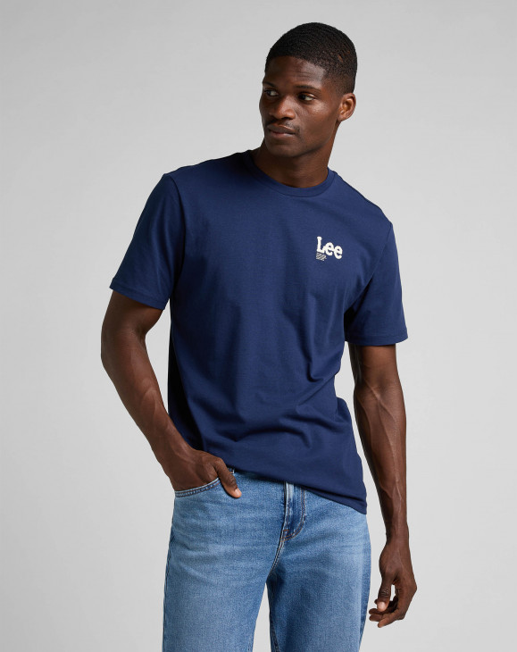 detail Pánské tričko s krátkým rukávem Lee SUBTLE LOGO TEE MEDIEVAL BLUE
