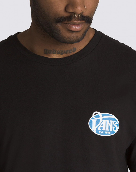 detail Pánské tričko s krátkým rukávem Vans VANS OVAL SCRIPT SS TEE Black
