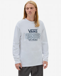 Pánské tričko s dlouhým rukávem Vans OFF THE WALL CHECKER HD LS TEE White