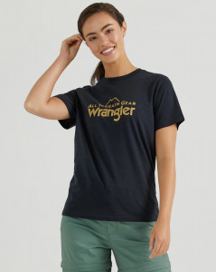 Dámské tričko s krátkým rukávem Wrangler LOGO TEE JET BLACK