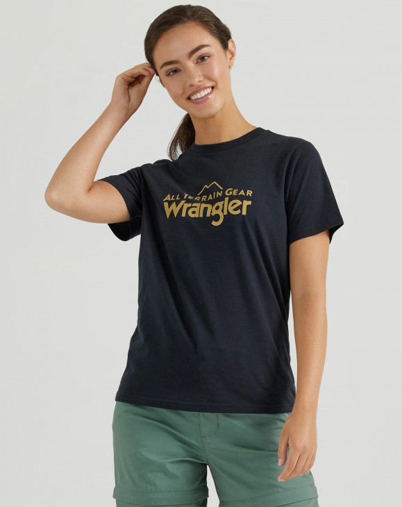 detail Dámské tričko s krátkým rukávem Wrangler LOGO TEE JET BLACK