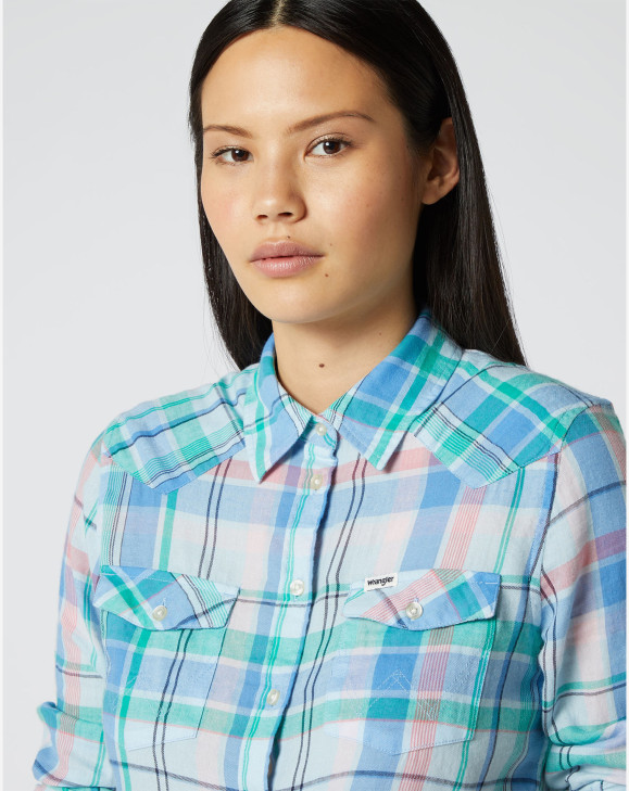 detail WESTERN CHECK SHIRT CASHMERE BLUE