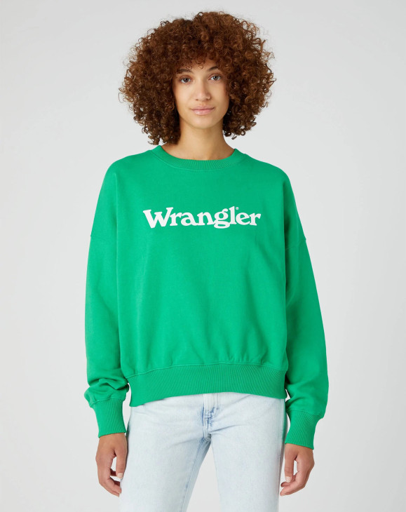 detail Dámská mikina Wrangler RELAXED SWEATSHIRT BRIGHT GREEN