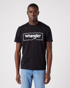 Pánské tričko s krátkým rukávem Wrangler FRAME LOGO TEE BLACK