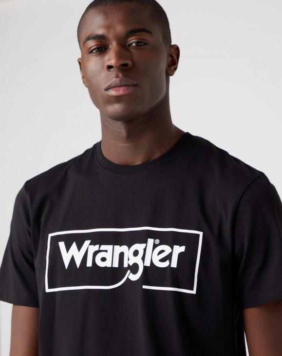 detail Pánské tričko s krátkým rukávem Wrangler FRAME LOGO TEE BLACK