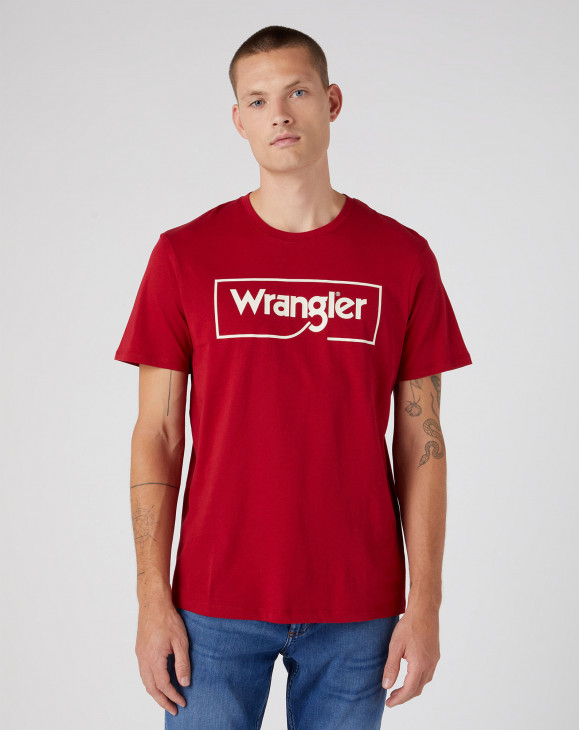 detail Pánské tričko s krátkým rukávem Wrangler FRAME LOGO TEE RED