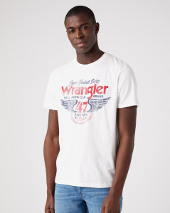 Pánské tričko s krátkým rukávem Wrangler AMERICANA TEE WORN WHITE