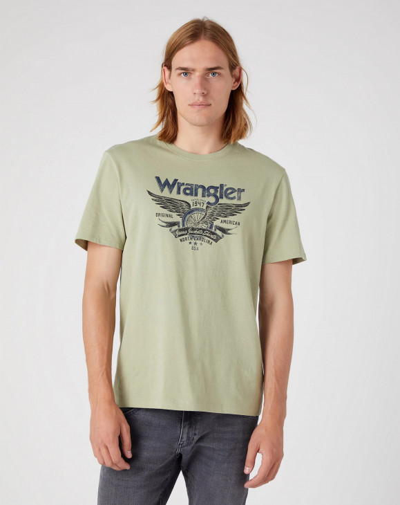 detail Pánské tričko s krátkým rukávem Wrangler AMERICANA TEE TEA LEAF