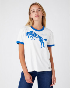 Dámské tričko s krátkým rukávem Wrangler 75TH ANNI RINGER TEE WRANGLER BLUE