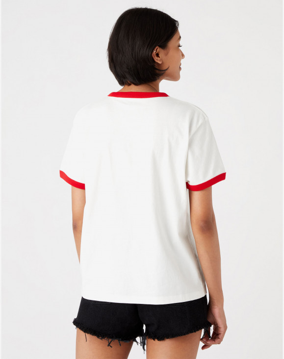 detail Dámské tričko s krátkým rukávem Wrangler 75TH ANNI RINGER TEE CHINESE RED