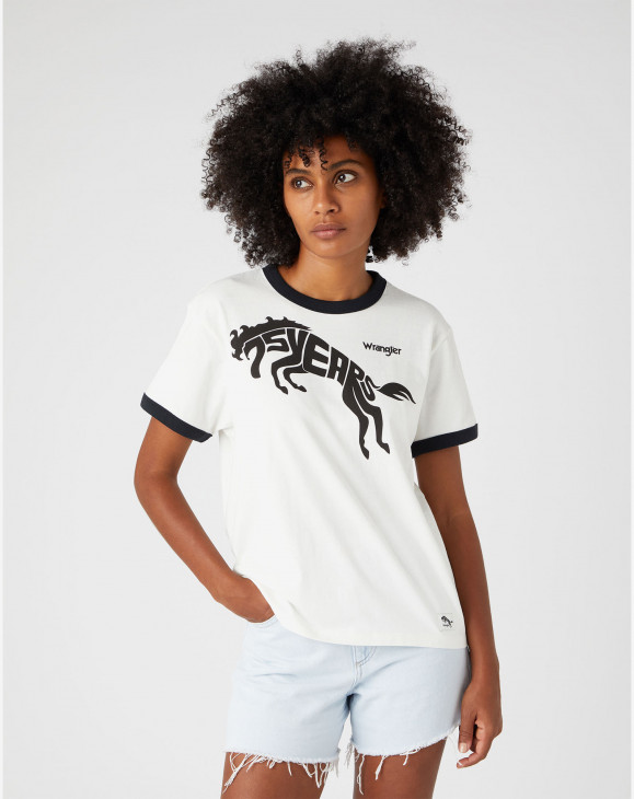 detail Dámské tričko s krátkým rukávem Wrangler 75TH ANNI RINGER TEE BLACK BEAUTY