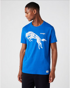 Pánské tričko s krátkým rukávem Wrangler 75TH ANNI TEE WRANGLER BLUE