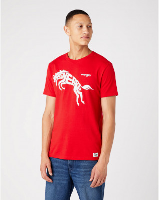 Pánské tričko s krátkým rukávem Wrangler 75TH ANNI TEE CHINESE RED