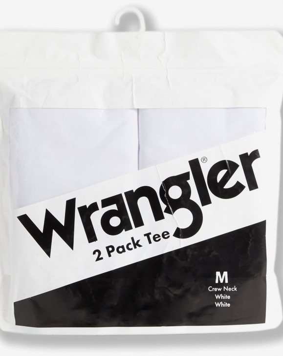 detail Pánské tričko s krátkým rukávem Wrangler 2 PACK TEE WHITE
