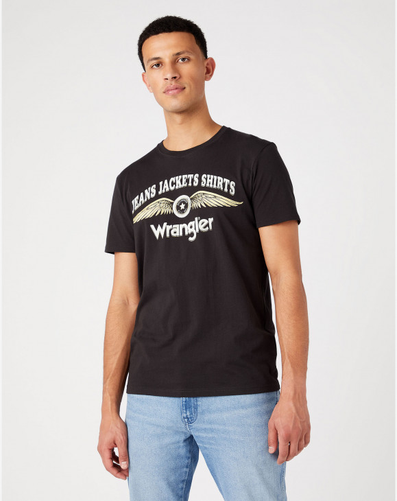 detail Pánské tričko s krátkým rukávem Wrangler AMERICANA TEE FADED BLACK