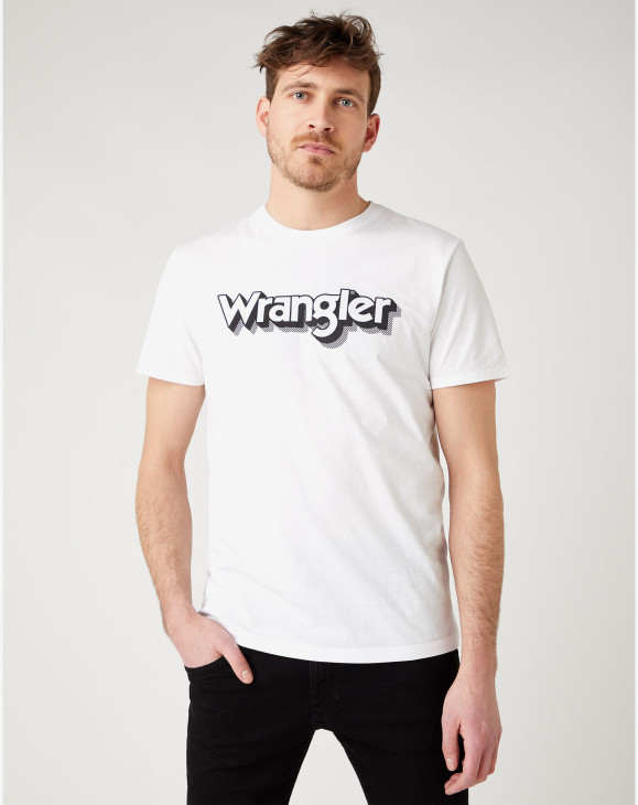 detail Pánské tričko s krátkým rukávem Wrangler SS LOGO TEE WHITE bílé